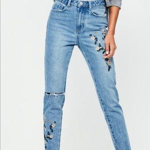 ISO floral embroidered skinny jeans